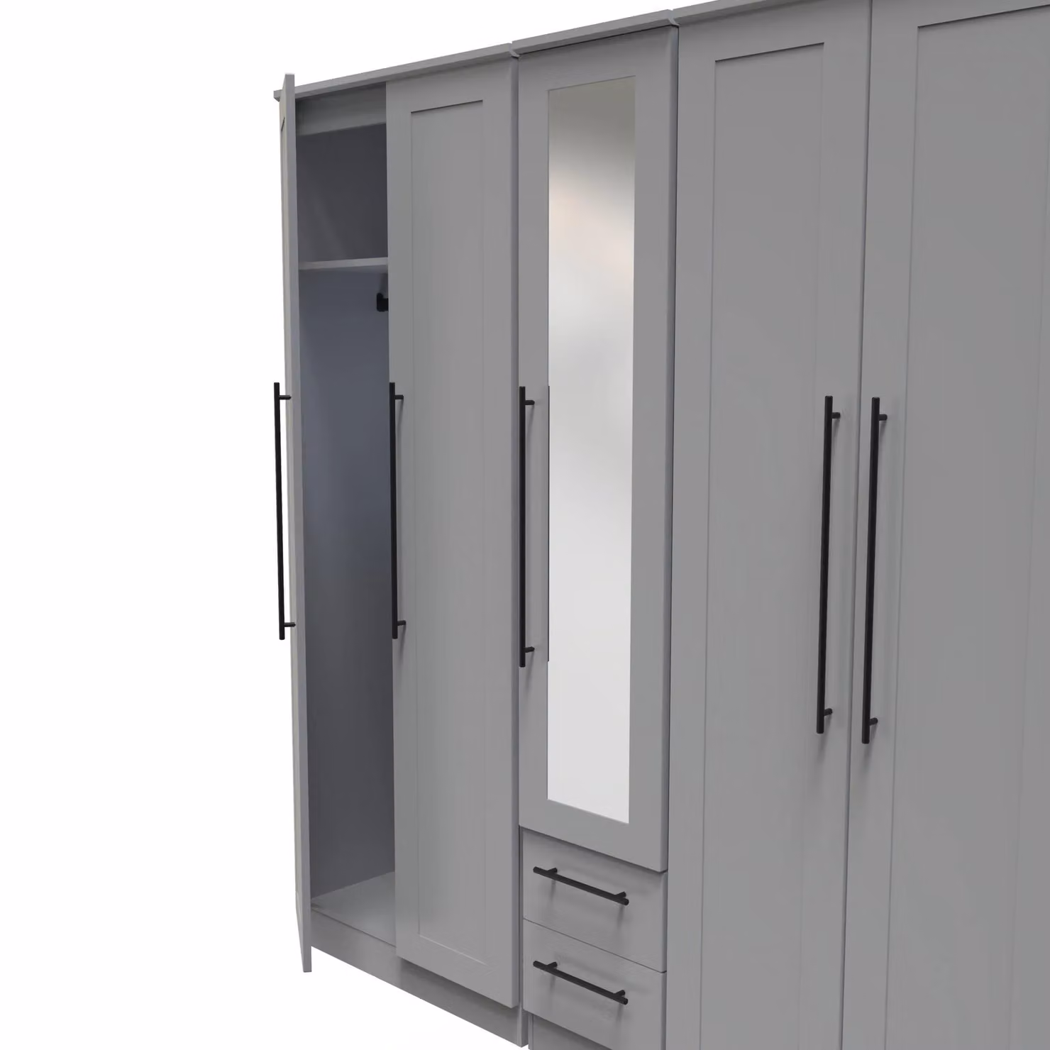 2 U Howard Tall 5 Door 2 Drawer Wardrobe with Mirror in Dark Grey Matt – 2