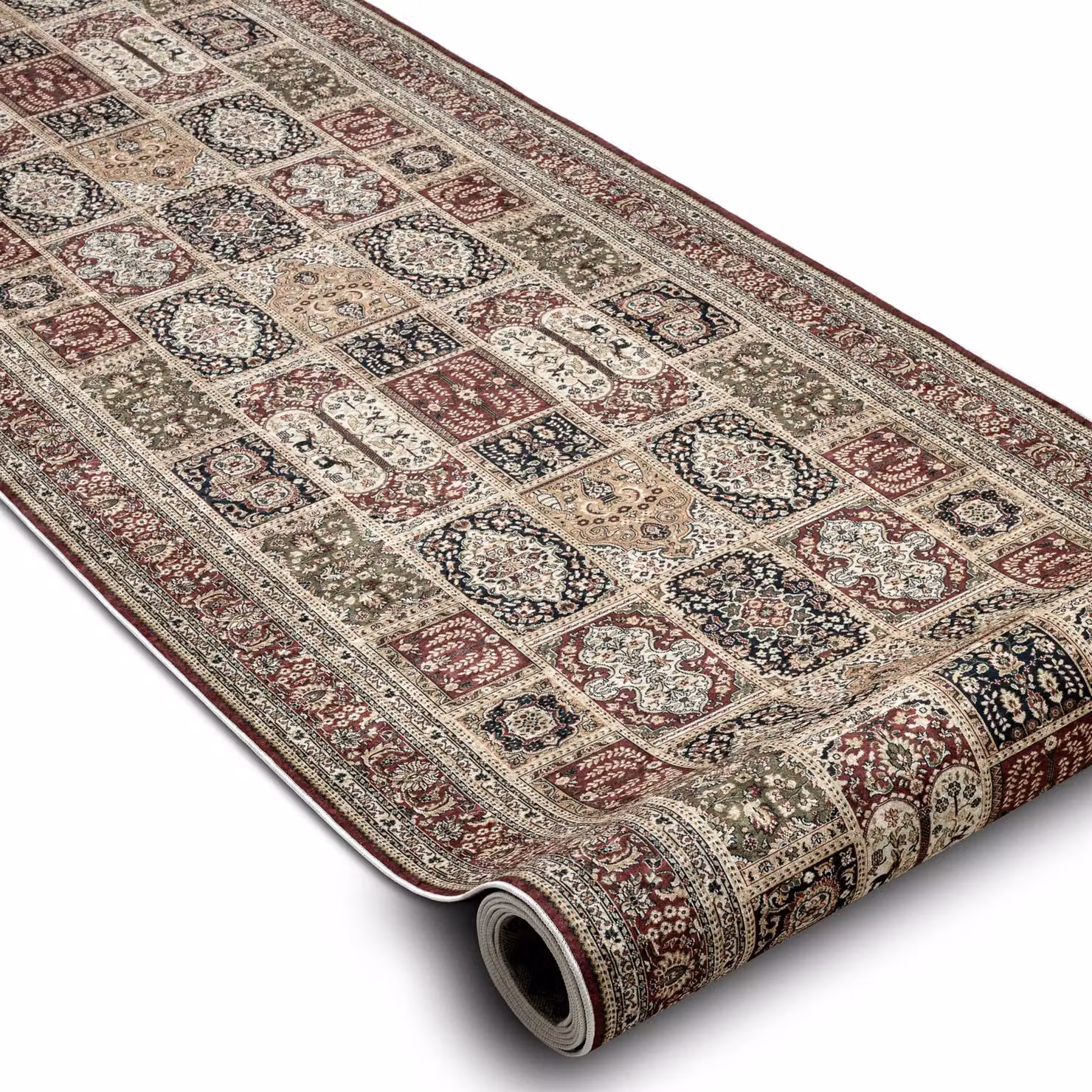 RugsX Anti-Slip Lotus Oriental Runner in Beige and Multicolour, W: 80 cm, L: 360 cm – 2
