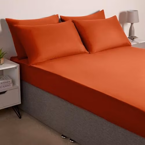 OHS 2 Pack Soft Microfibre Wrinkle Resistant Housewife Pillowcases in Rust Orange, Standard Size – 2