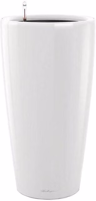 Lechuza Rondo Round Tall Self-Watering Planter, White High-Gloss, 13l