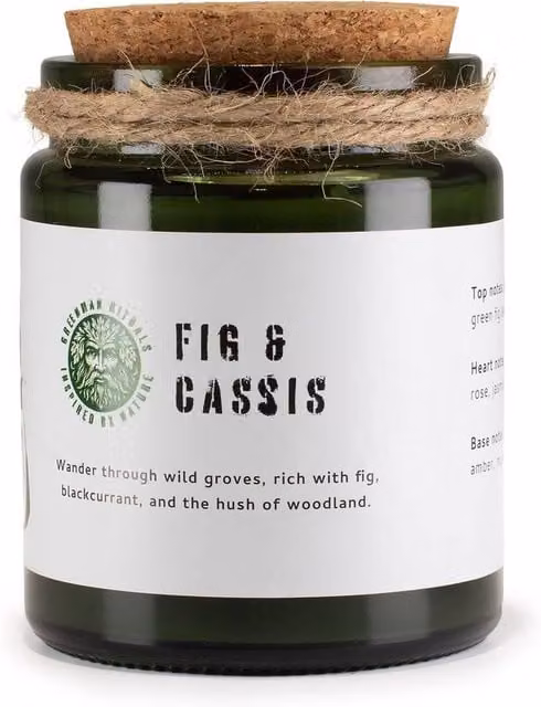 Serenityy Fig & Cassis Soy Wax Aroma Woodwick Candle in Dark Green, 50 g – 1