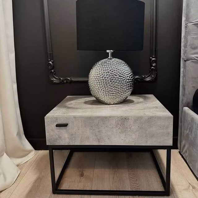 Wyld and Coco Table Lamp with Silver Ceramic Base and Black Fabric Shade – 1