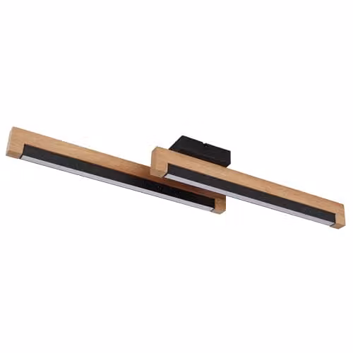 Netlighting Starla Globo Lighting LED Ceiling Light in Black and Brown Wood with Star Effect, Warm White, L 70 cm