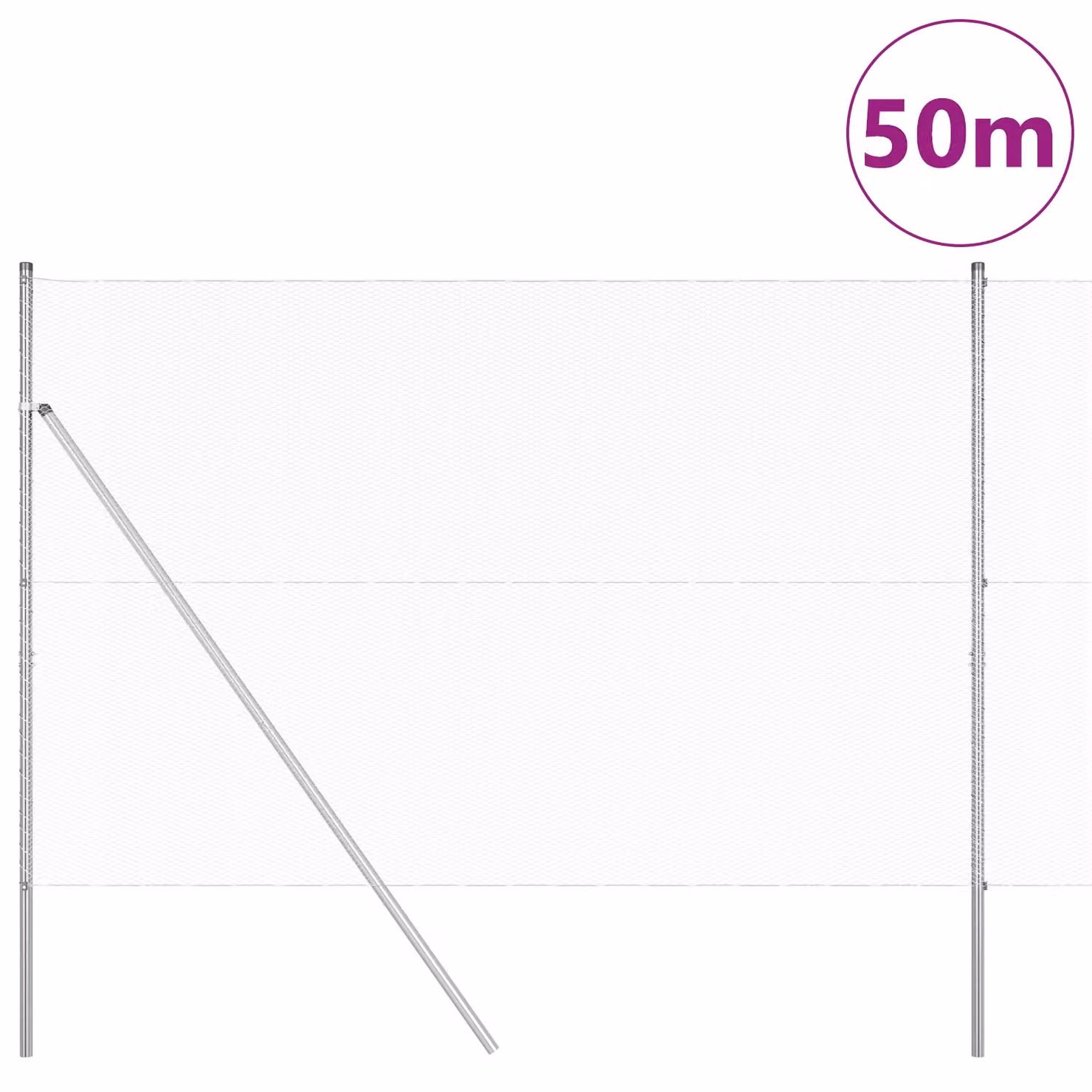 Berkfield Home Hexagon Fence in Silver Galvanised Steel, H: 150 cm x W: 50 m – 2