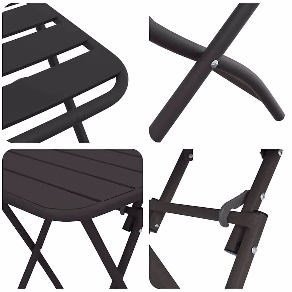 Berkfield Home 3-Piece Folding Bistro Set in Anthracite Matt Metal – 4