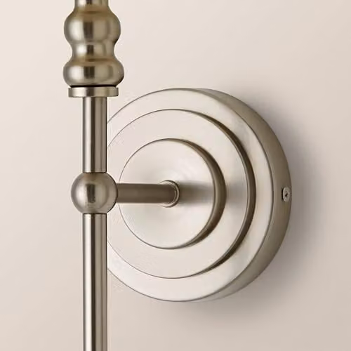 ValueLights Maggie Candlestick Style Wall Light with Silver Fabric Tapered Shade – 3