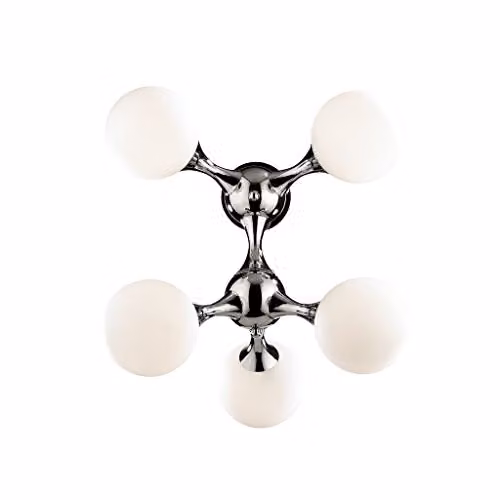 Ideal Lux Nodi PL5 Chrome Round Wall Lamp with 5 E14 Glass Bulbs