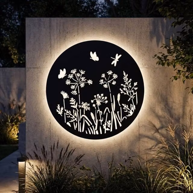 Garden Greatness Solar Butterfly and Dandelion Wall Art Decor in White – 1