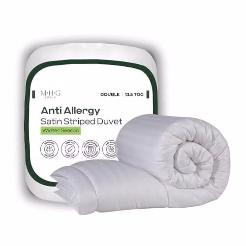 MHG Living 13.5 Tog Anti-Allergy Microfibre Duvet, White, W/D/H: 200 x 200 cm
