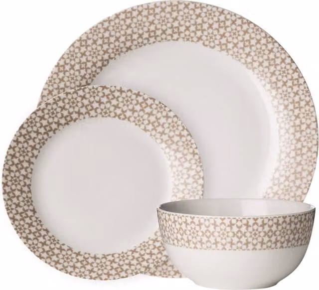 Orsina Casablanca 12 Piece Geometric Porcelain Dinner Set in Blue and White – 1