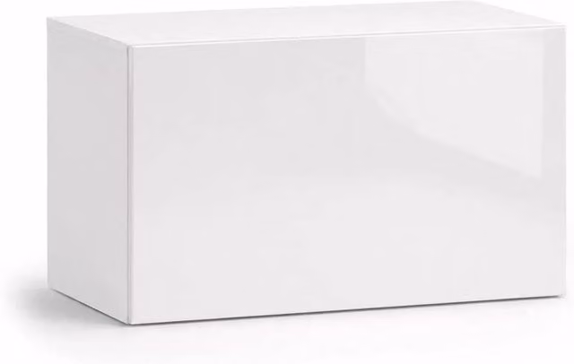 PAWNORA White Glossy Wall Mounted Floating TV Unit with 1 Cabinet, Width: 60 cm