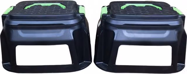 Samuel Alexander 2-Pack Heavy Duty Plastic Step Stools with Tray and Handle, Black and Green, Height: 33 cm