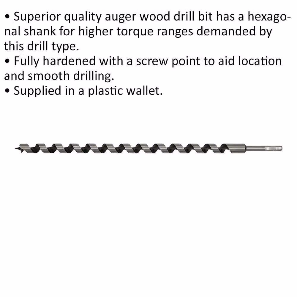 Loops Silver Hardened Auger Wood Drill Bit with Hexagonal Shank, Diameter: 22 mm, Length: 600 mm – 2