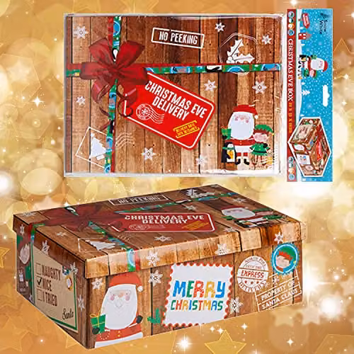 VFM e-Store Christmas Eve Favour Boxes in Brown, Small Rectangular Paper Gift Boxes for Kids and Adults – 4