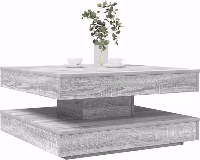 Berkfield Home Modern Rotating Square Coffee Table in Grey, W/D/H: 70 x 70 x 34.5 cm