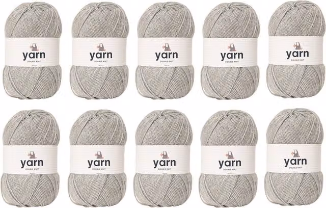 Korbond Yarn in Light Silver Grey, 10 x 100g Pack