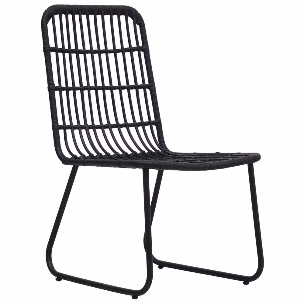 Berkfield Home Set of 2 Modern Black Poly Rattan and Steel Garden Chairs H 90 cm x W 53.5 cm x D 66.5 cm – 3