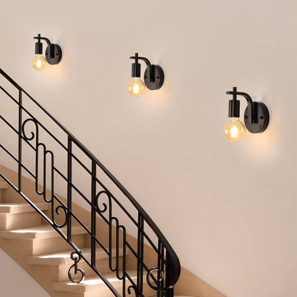 Goeco 4 Pack Industrial Vintage Metal Wall Lights in Black with E27 Up and Down Lighting – 7