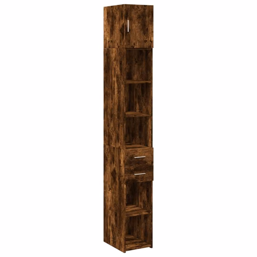 Berkfield Home Slim Storage Cabinet in Smoked Oak Brown, W/D/H: 30 x 42.5 x 225 cm – 2