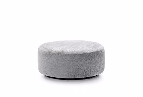 Abakus Direct Harriet Large Swivel Footstool in Grey Crushed Chenille, Diameter: 100 cm, H x W x D: 40 x 100 x 40 cm – 1