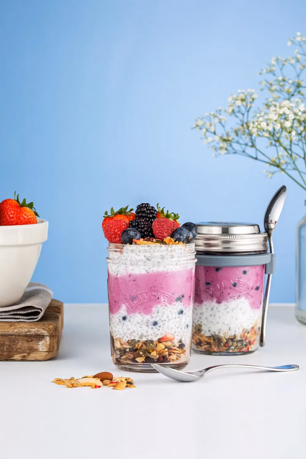 Kilner Set of 2 Airtight and Leakproof Glass Breakfast Jars, 350ml, Clear – 2
