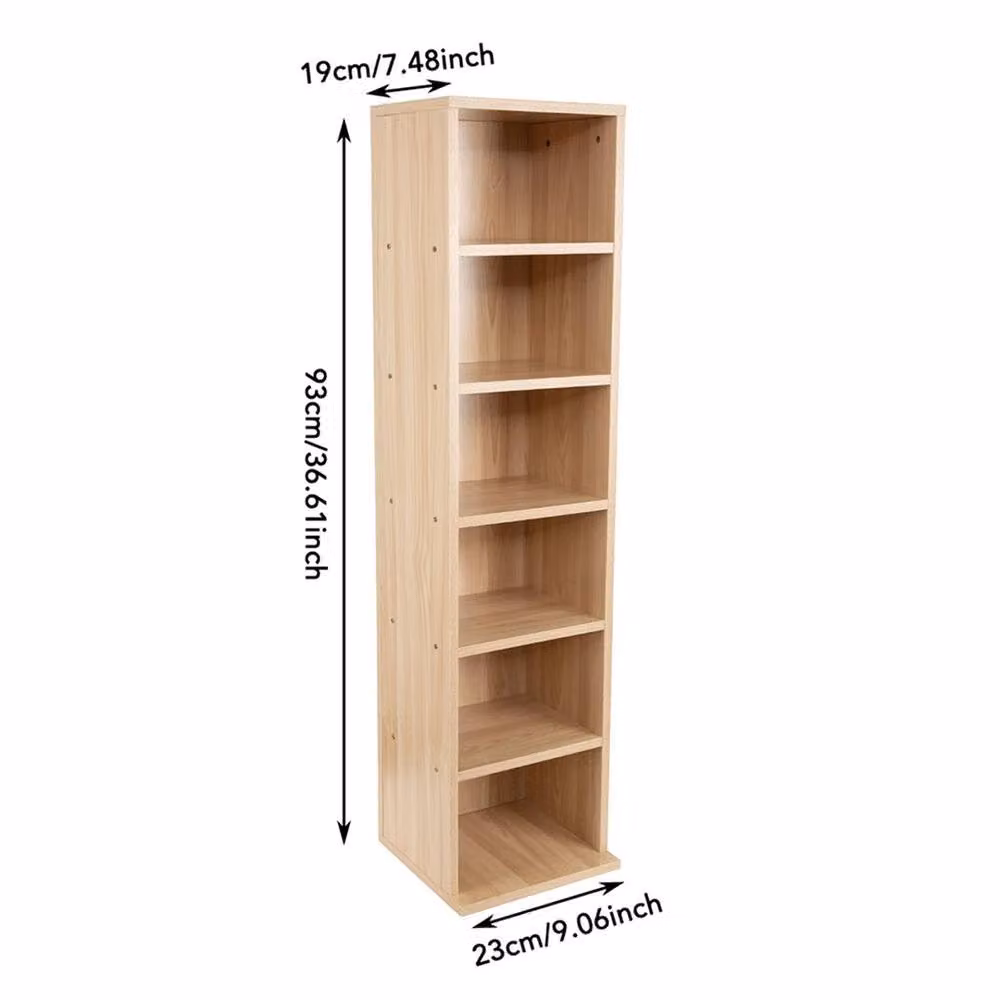 SPETLEK 6-Tier Wooden CD DVD Media Storage Unit in Natural – 2