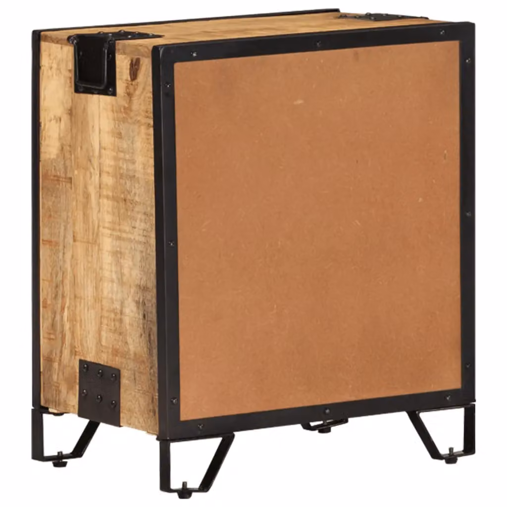 Berkfield Home Industrial Bedside Cabinet in Brown Solid Mango Wood, W/D/H: 43 x 30 x 51 cm – 4