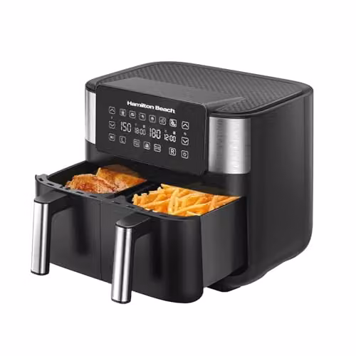 Hamilton Beach HealthyCook 8L Dual Air Fryer with 2 Drawers and SYNC Function, Black, HB4006 – 1