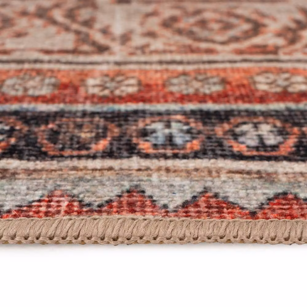 Kukoon Terracotta Multicolour Machine Woven Washable Everyday Rug W: 80 cm, L: 300 cm – 3