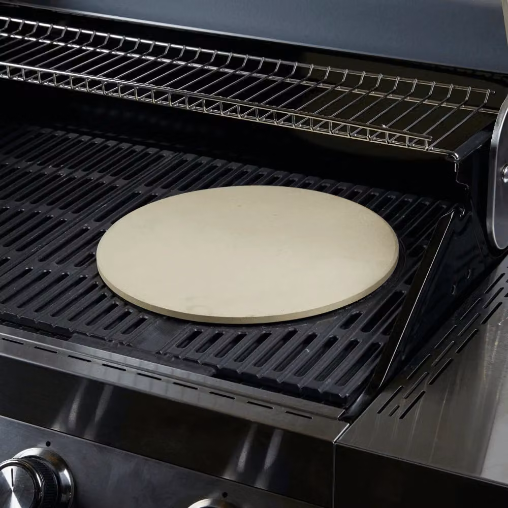 Grillstream Round Ceramic Pizza Baking Stone in Beige