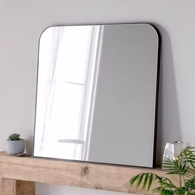 Yearn Mirrors Minimalist Large Black Square Mantle Mirror W: 100 cm, H: 100 cm – 1
