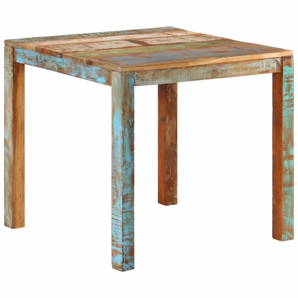 Berkfield Home Rectangular Dining Table in Multicolour Solid Reclaimed Wood, W/D/H: 80 x 80 x 76 cm – 1