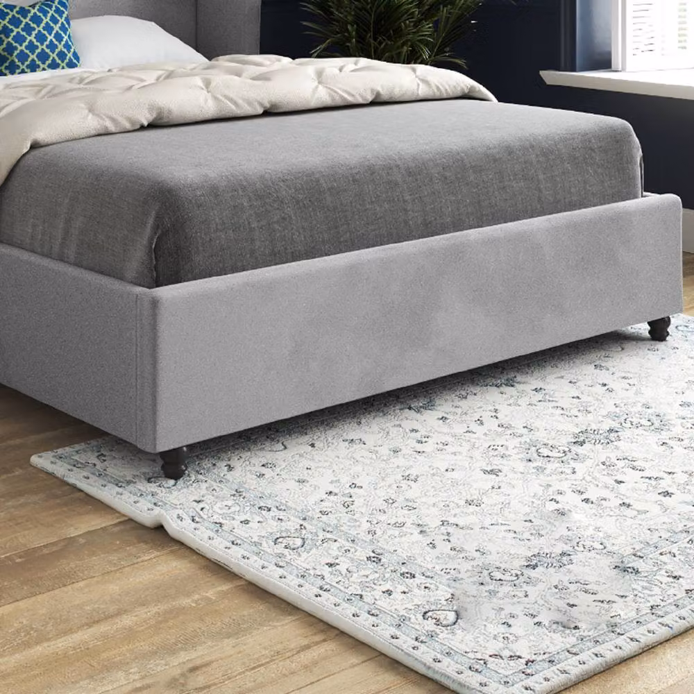Casani Tissington Super King Upholstered Velvet Designer Bed Frame in Grey, W/D/H: 200 x 137 x 189 cm – 4