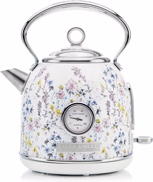 Laura Ashley Wild Meadow Ceramic Dome Kettle, White, 1.7 l