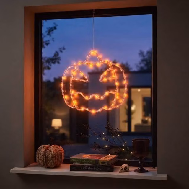 Garden Greatness Hanging Illuminated Jack-o'-Lantern Decoration with LED Lights and Remote Control in Multicolour