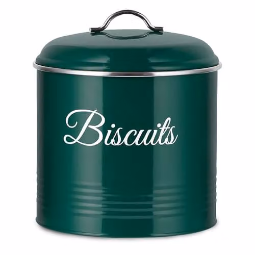 Innoteck Airtight Metal Biscuit Tin with Lid, 5.3 l Capacity, Green