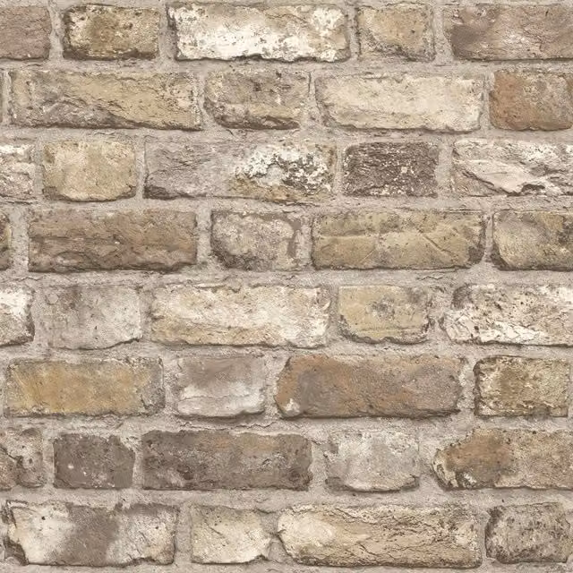 Grandeco Abstract Geometric Vinyl Wallpaper in Brown and Beige Stone Look Matt Finish