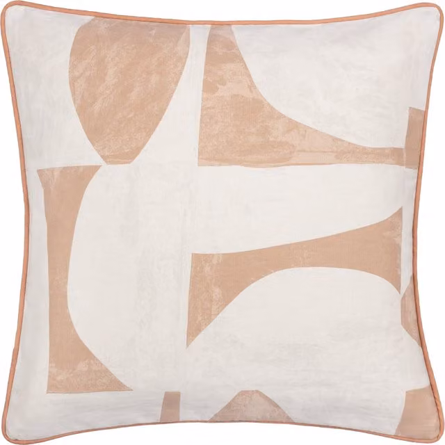 Make it a Home Carro Abstract Piped Square Cushion in Clay, Pink and Beige with Feather and Polyester Filling