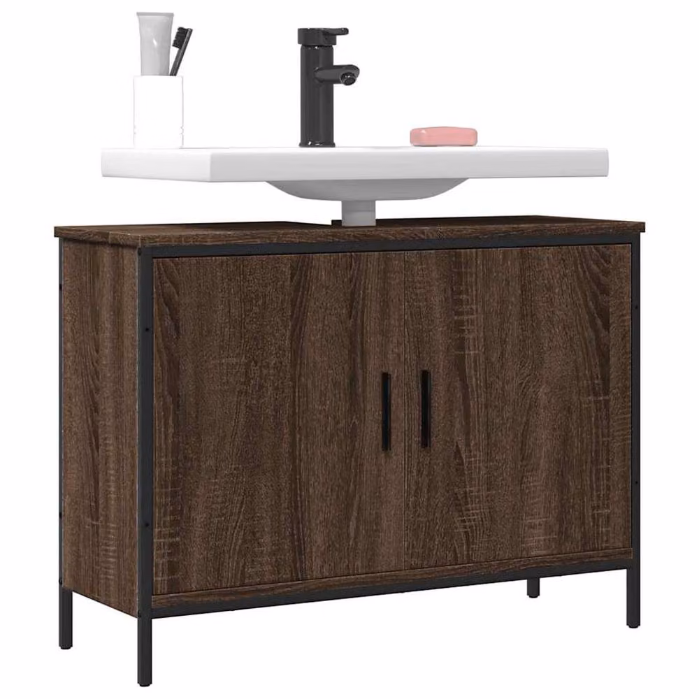 Berkfield Home Brown Oak Wall Mounted Bathroom Sink Cabinet W/D/H: 80 x 30 x 60 cm – 2