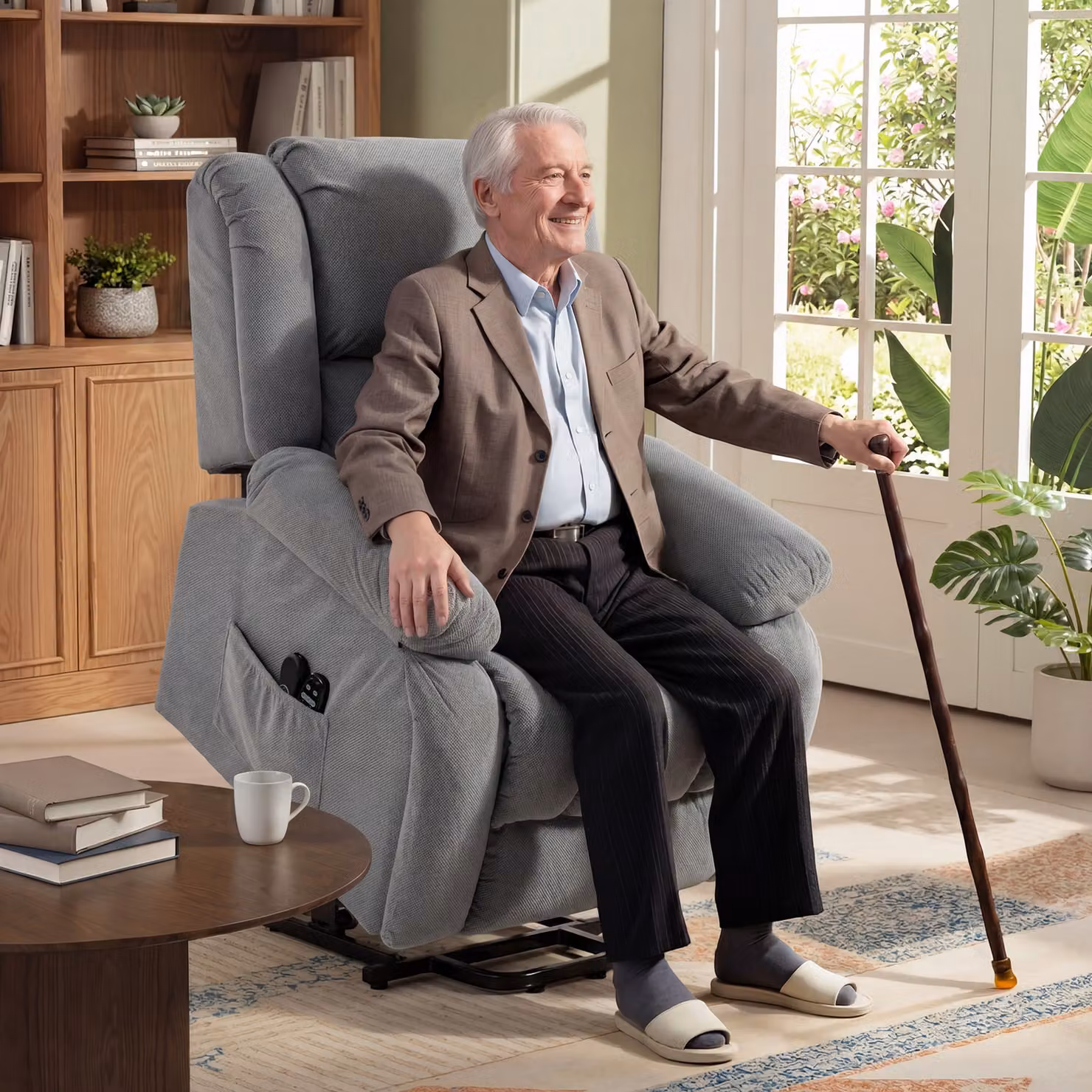 HOMCOM Electric Recliner Lift Chair with Massage, Heat and USB Port in Light Grey – 2