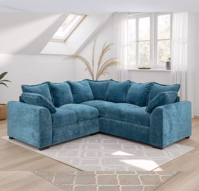 Furnishings For Less UK Colby 5 Seater L Shaped Corner Sofa in Petrol Fabric