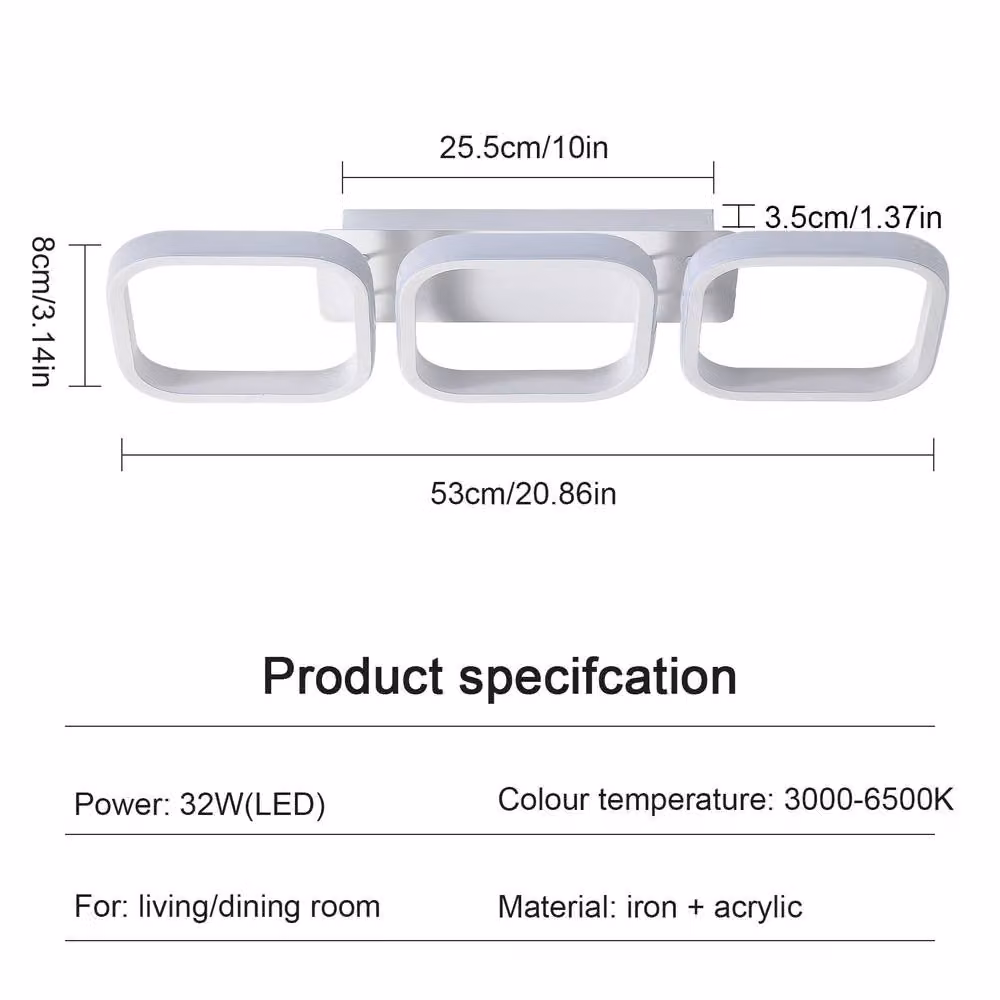 Goeco Modern Square LED Ceiling Light, 32W, Dimmable Flush Mount Lighting Fixture in White – 2