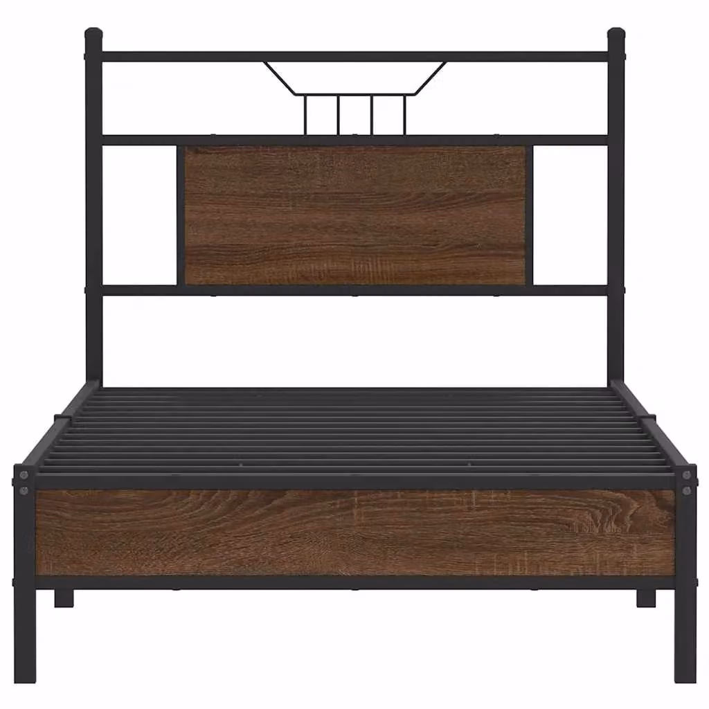 Berkfield Home Single Bed Frame in Brown Oak, Engineered Wood, W/D/H: 90 x 190 cm – 4