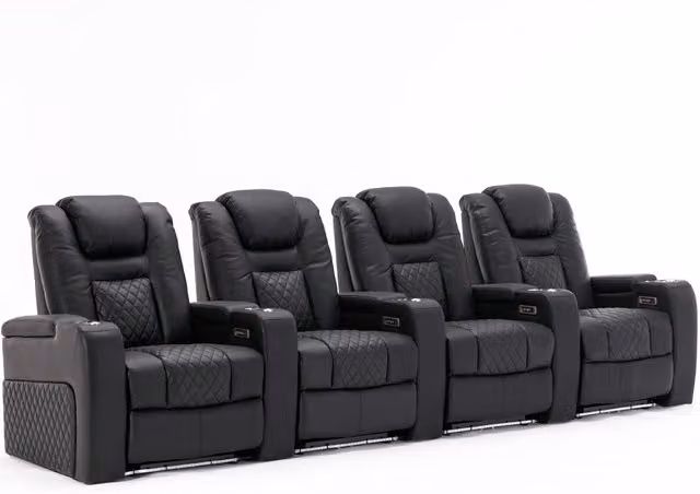 More4Homes Broadway Electric Recliner Cinema Chair in Black Synthetic Leather