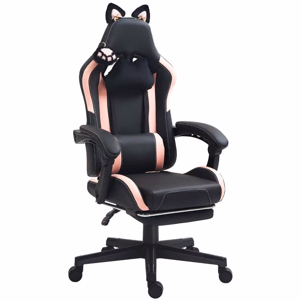 STILVORA Black Reclining Gaming and Office Chair with Headrest and Footrest – 5