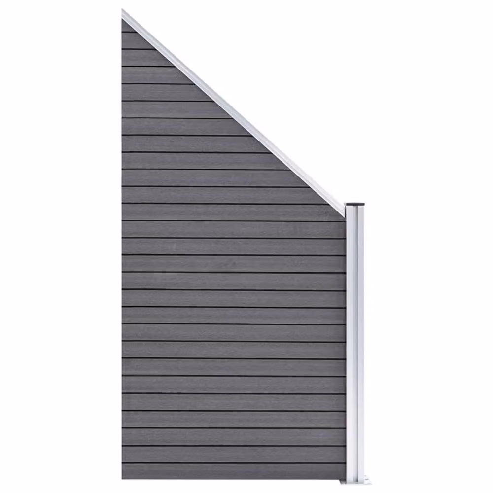 Berkfield Home WPC and Aluminium Fence Set in Grey, 1 Square and 1 Slanted Panel, W: 273 cm, H: 186 cm – 2