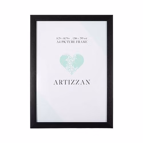 Happy Homewares Modern Black Wood Effect A4 Certificate Frame for Wall Hanging or Table Display W: 21 cm, H: 30 cm – 1