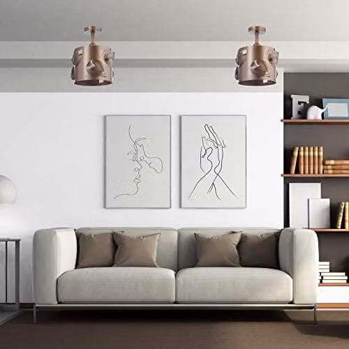 Happy Homewares Contemporary Modern Semi Flush Ceiling Light Fitting in Bronze Metal with E27 Socket – 2