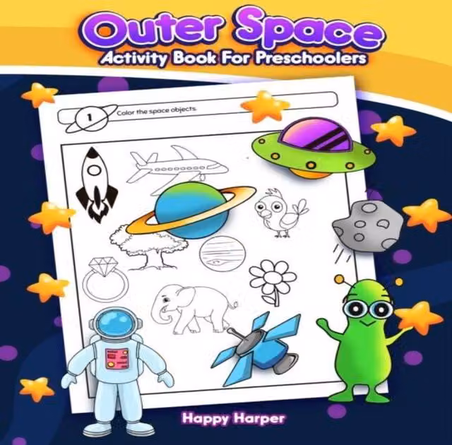 Harper Hall Outer Space Activity Book Paperback in White and Multicolour