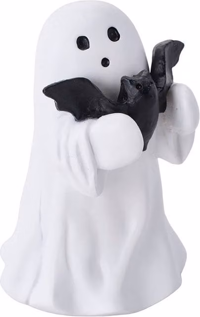 Living and Home Halloween Ghost Hugging Bat Tabletop Figurine in White and Black